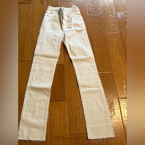 White High-Waisted Jeans Zara slit jeans